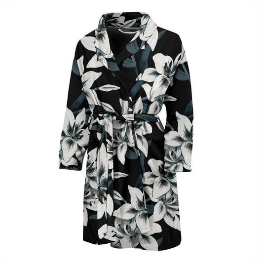 Lily Pattern Print Design 03 Men Bathrobe-JORJUNE.COM
