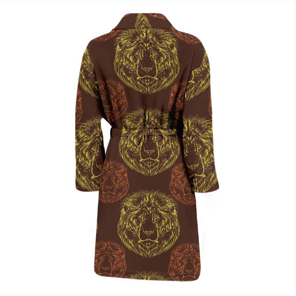 Lion Pattern Print Design 04 Men Bathrobe-JORJUNE.COM