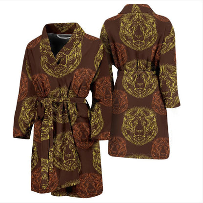 Lion Pattern Print Design 04 Men Bathrobe-JORJUNE.COM