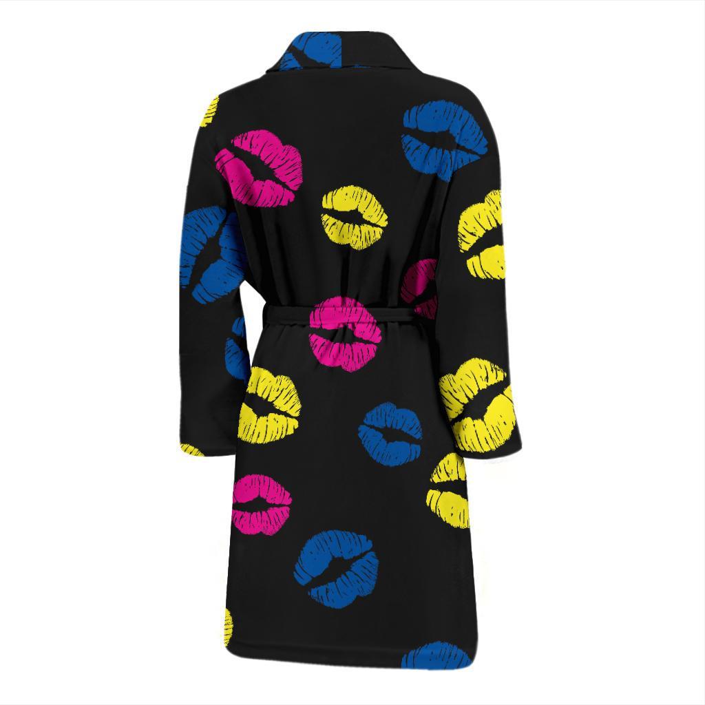 Lip Neon Color Pattern Print Design 01 Men Bathrobe-JORJUNE.COM
