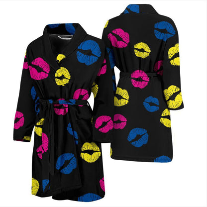 Lip Neon Color Pattern Print Design 01 Men Bathrobe-JORJUNE.COM