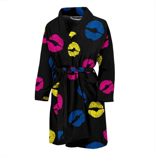 Lip Neon Color Pattern Print Design 01 Men Bathrobe-JORJUNE.COM
