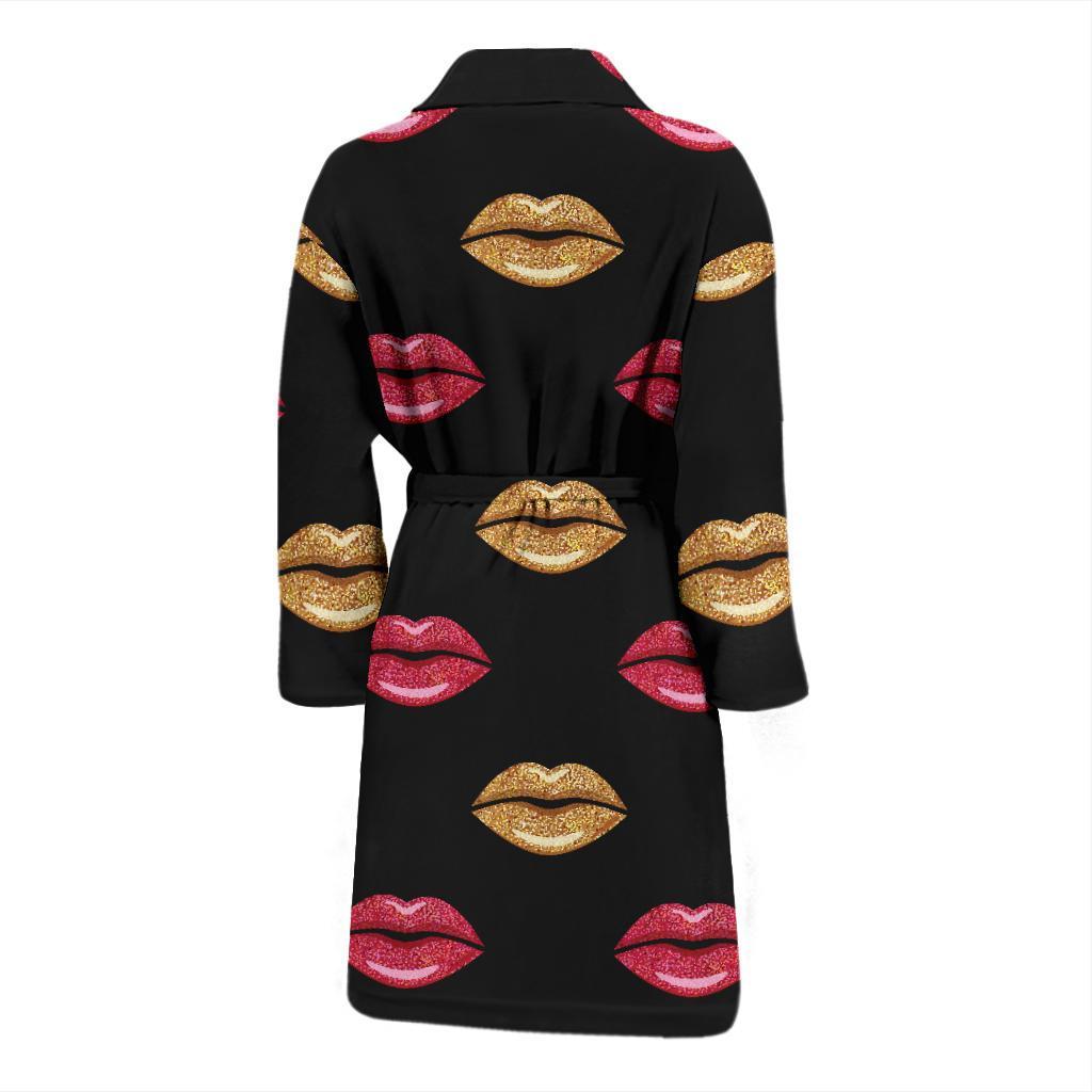Lip Pattern Print Design 03 Men Bathrobe-JORJUNE.COM