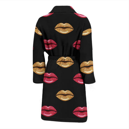 Lip Pattern Print Design 03 Men Bathrobe-JORJUNE.COM