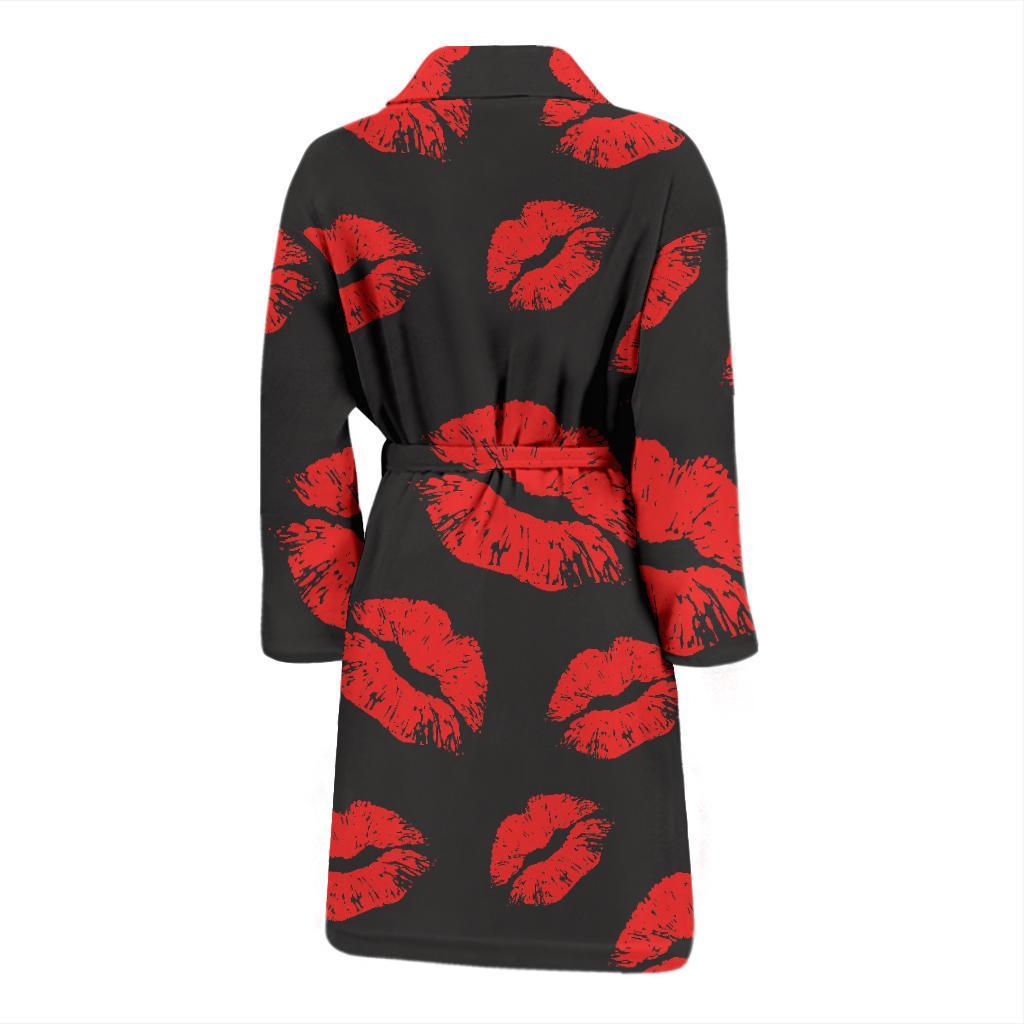 Lip Red Pattern Print Design 02 Men Bathrobe-JORJUNE.COM
