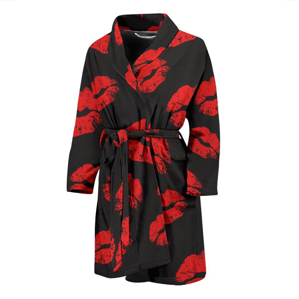 Lip Red Pattern Print Design 02 Men Bathrobe-JORJUNE.COM