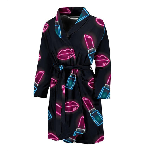 Lipstick Color Neon Pattern Print Design 03 Men Bathrobe-JORJUNE.COM