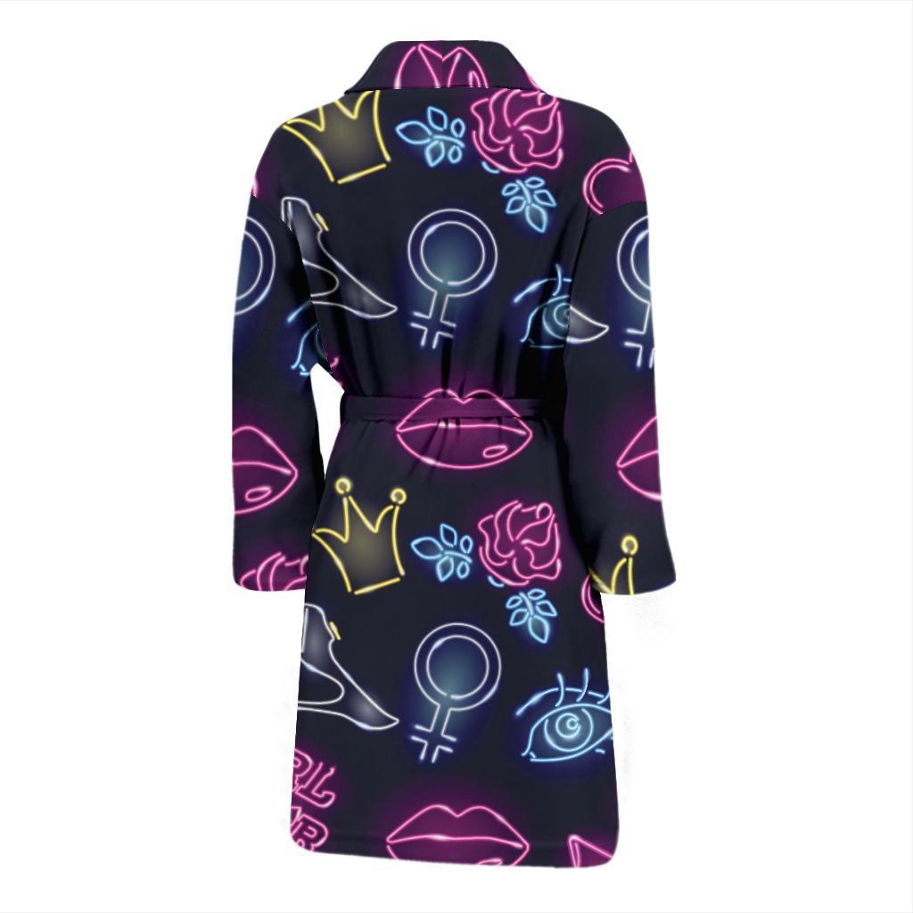 Lipstick Neon Pattern Print Design 02 Men Bathrobe-JORJUNE.COM