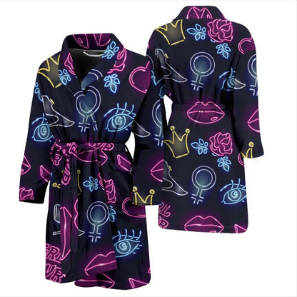 Lipstick Neon Pattern Print Design 02 Men Bathrobe-JORJUNE.COM