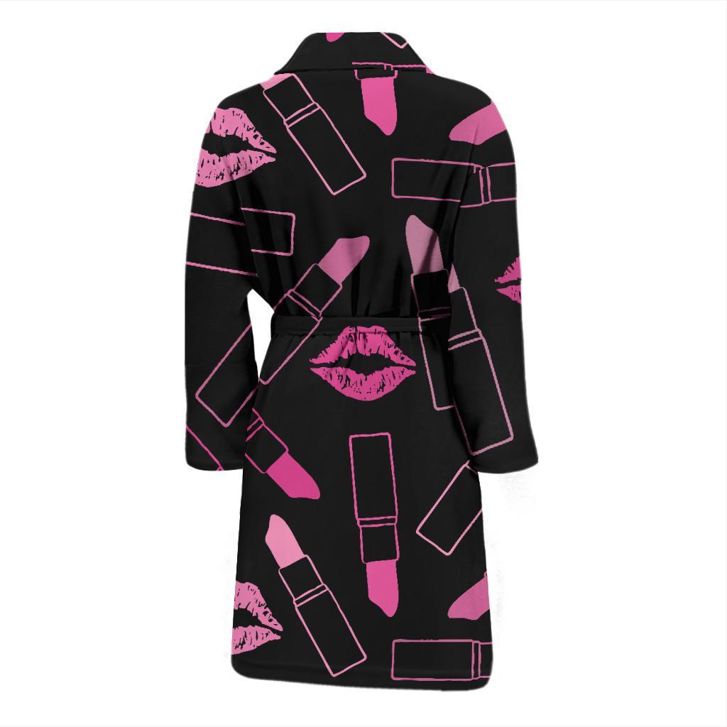 Lipstick Pink Pattern Print Design 01 Men Bathrobe-JORJUNE.COM