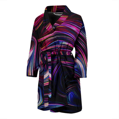 Liquid Pattern Print Design 01 Men Bathrobe-JORJUNE.COM