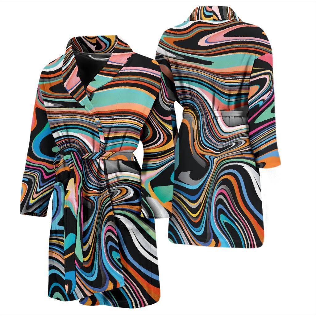 Liquid Pattern Print Design 02 Men Bathrobe-JORJUNE.COM