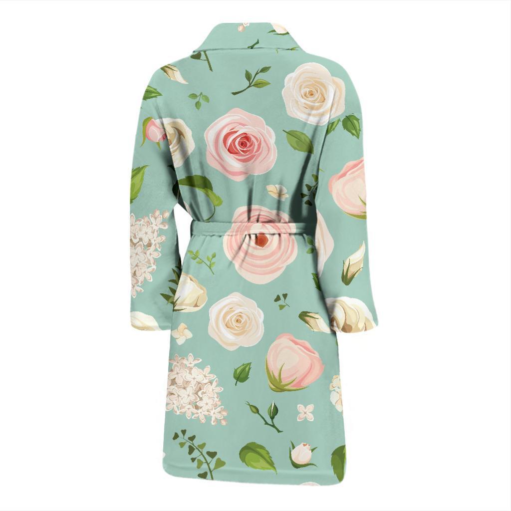 Lisianthus Pattern Print Design 01 Men Bathrobe-JORJUNE.COM
