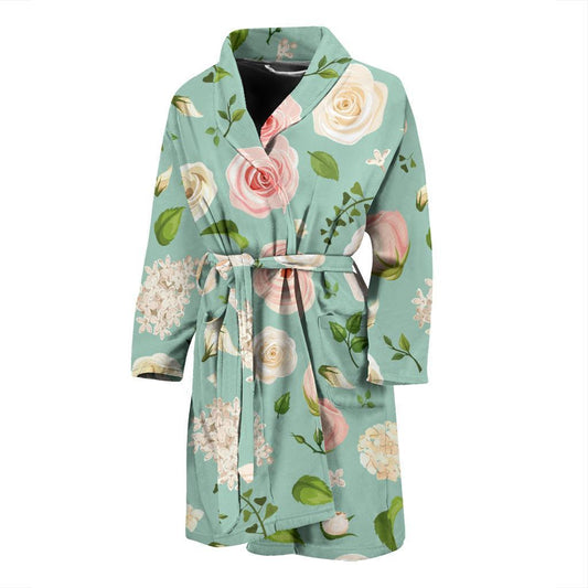 Lisianthus Pattern Print Design 01 Men Bathrobe-JORJUNE.COM