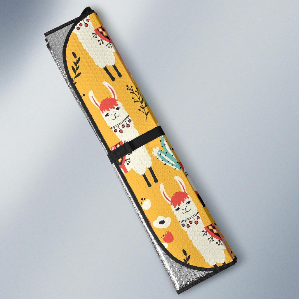 Llama Cute Themed Print Car Sun Shade For Windshield