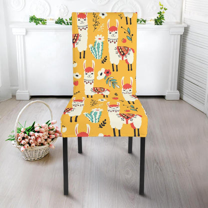 Llama Cute Themed Print Dining Chair Slipcover-JTAMIGO.COM