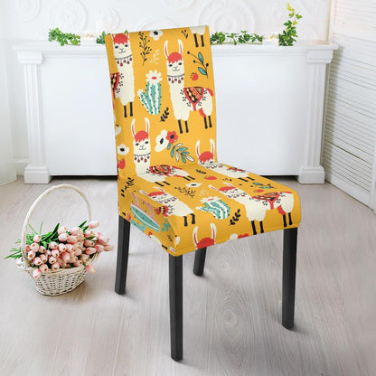 Llama Cute Themed Print Dining Chair Slipcover-JTAMIGO.COM