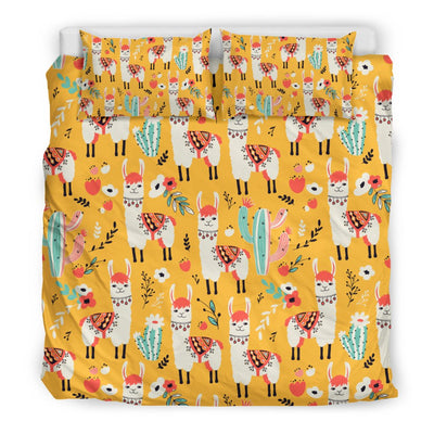 Llama Cute Themed Print Duvet Cover Bedding Set