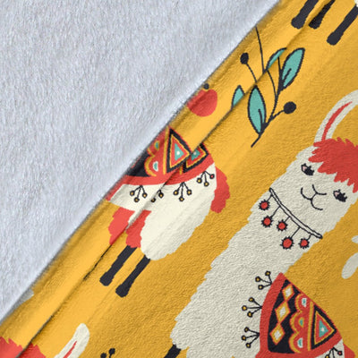 Llama Cute Themed Print Fleece Blanket