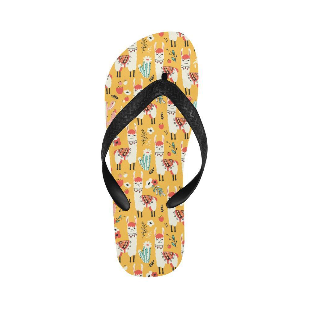 Llama Cute Themed Print Flip Flops-JTAMIGO.COM