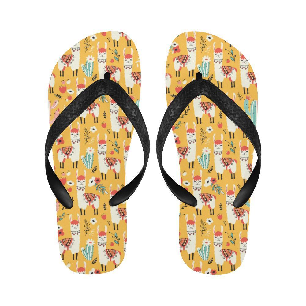 Llama Cute Themed Print Flip Flops-JTAMIGO.COM