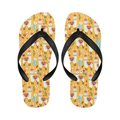 Llama Cute Themed Print Flip Flops-JTAMIGO.COM