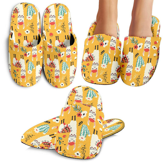 Llama Cute Themed Print House Slippers