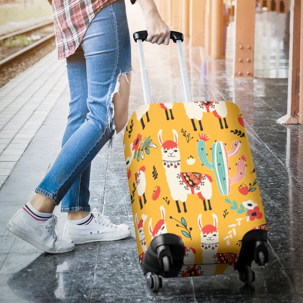 Llama Cute Themed Print Luggage Cover Protector