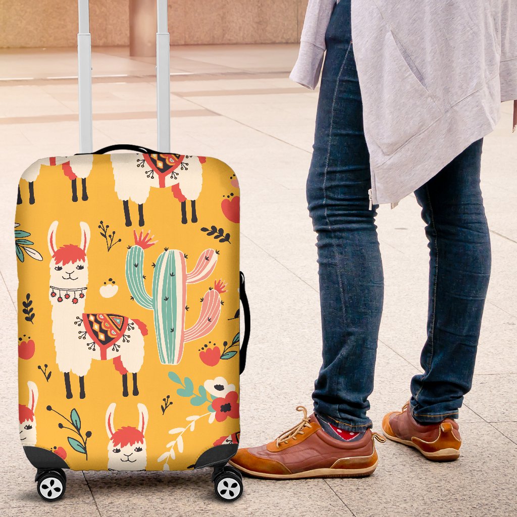 Llama Cute Themed Print Luggage Cover Protector