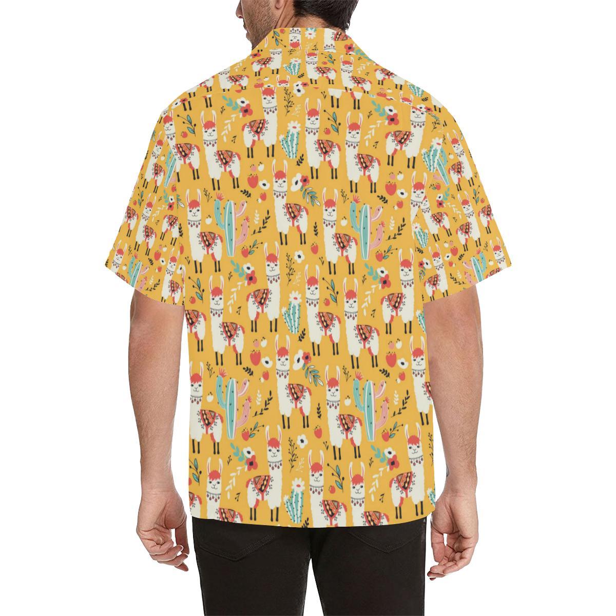 Llama Cute Themed Print Men Aloha Hawaiian Shirt