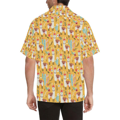Llama Cute Themed Print Men Aloha Hawaiian Shirt