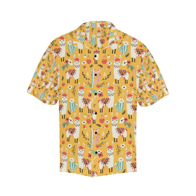 Llama Cute Themed Print Men Aloha Hawaiian Shirt