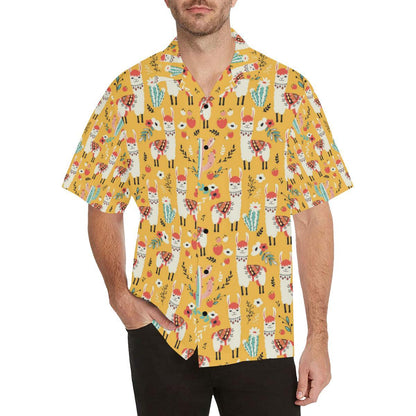 Llama Cute Themed Print Men Aloha Hawaiian Shirt
