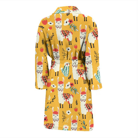 Llama Cute Themed Print Men Bath Robe-JTAMIGO.COM