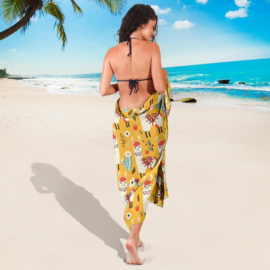 Llama Cute Themed Print Sarong Pareo Wrap