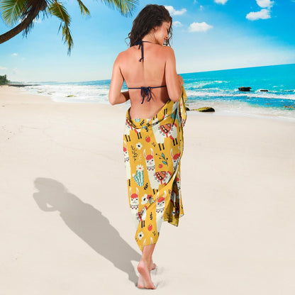 Llama Cute Themed Print Sarong Pareo Wrap