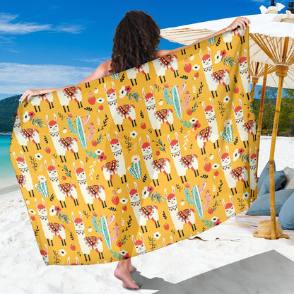 Llama Cute Themed Print Sarong Pareo Wrap