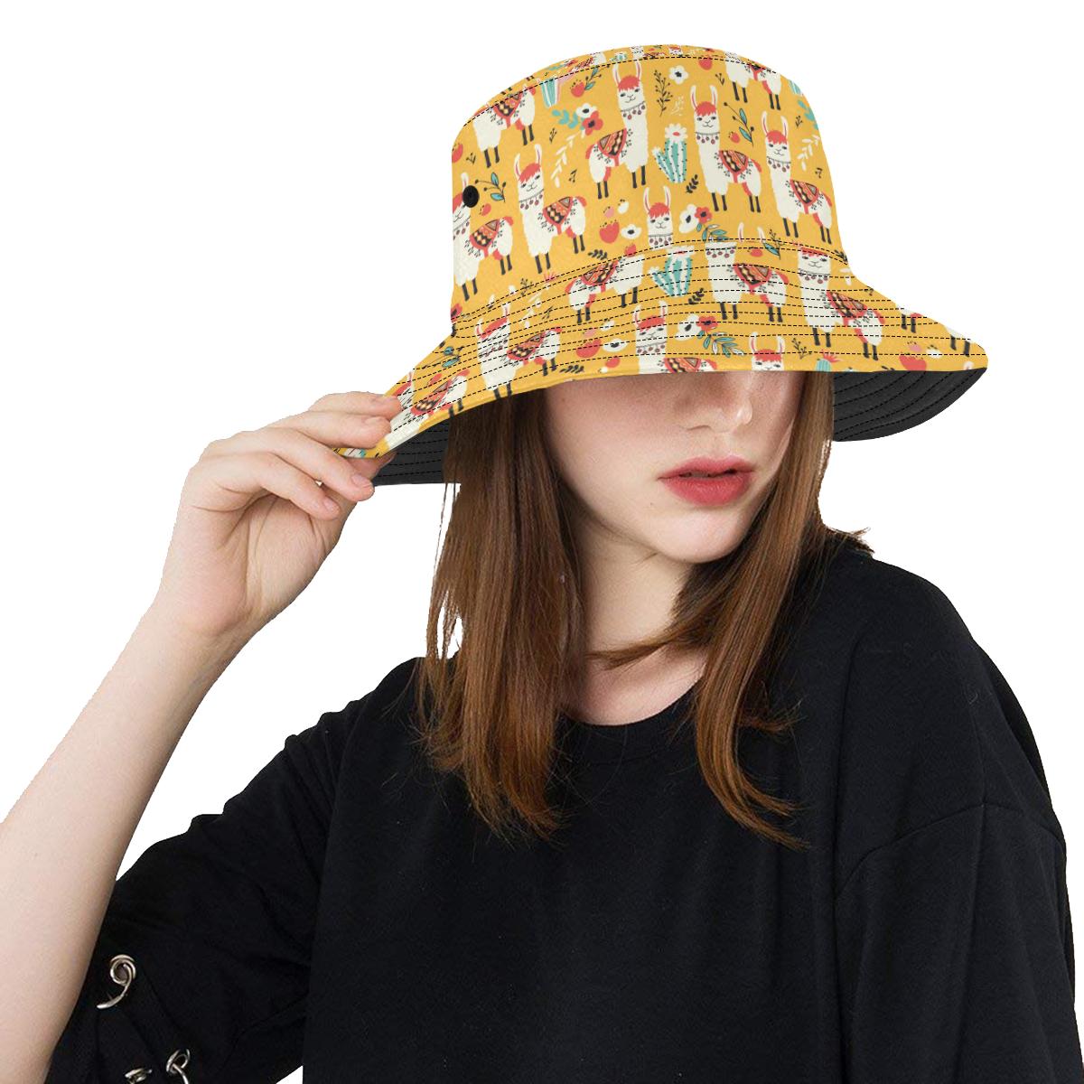 Llama Cute Themed Print Unisex Bucket Hat