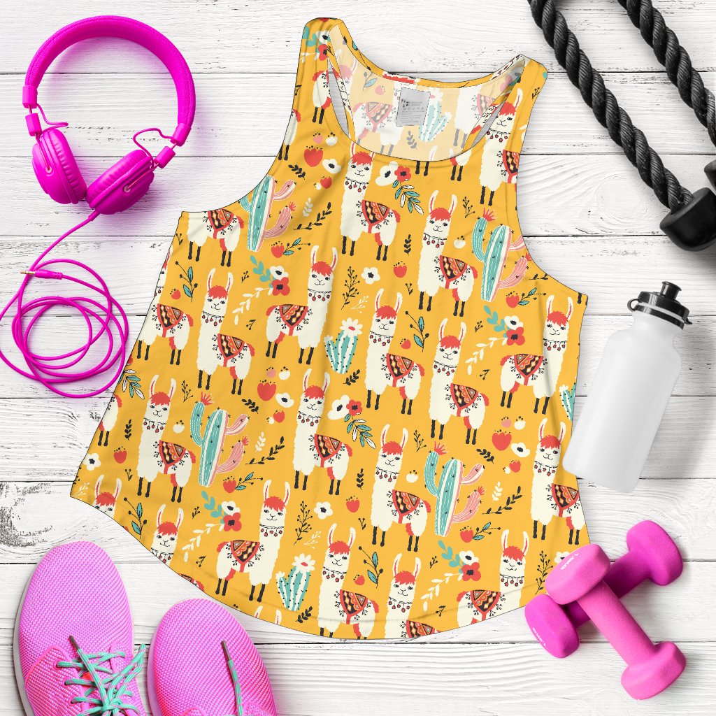 Llama Cute Themed Print Women Racerback Tank Top