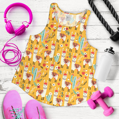 Llama Cute Themed Print Women Racerback Tank Top