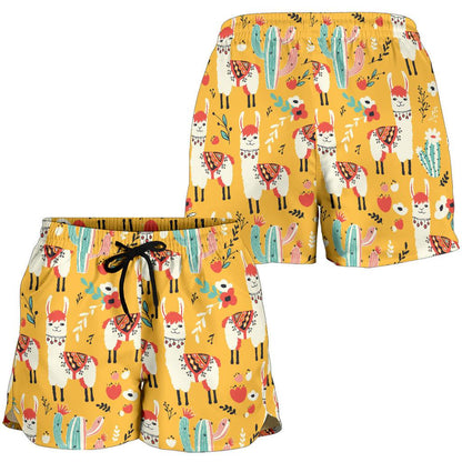 Llama Cute Themed Print Women Shorts-JTAMIGO.COM