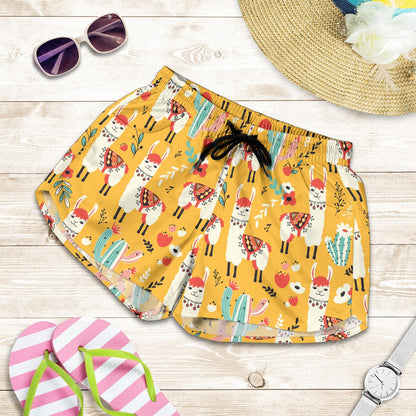 Llama Cute Themed Print Women Shorts-JTAMIGO.COM