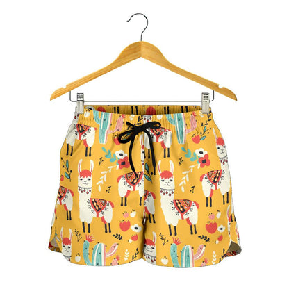 Llama Cute Themed Print Women Shorts-JTAMIGO.COM
