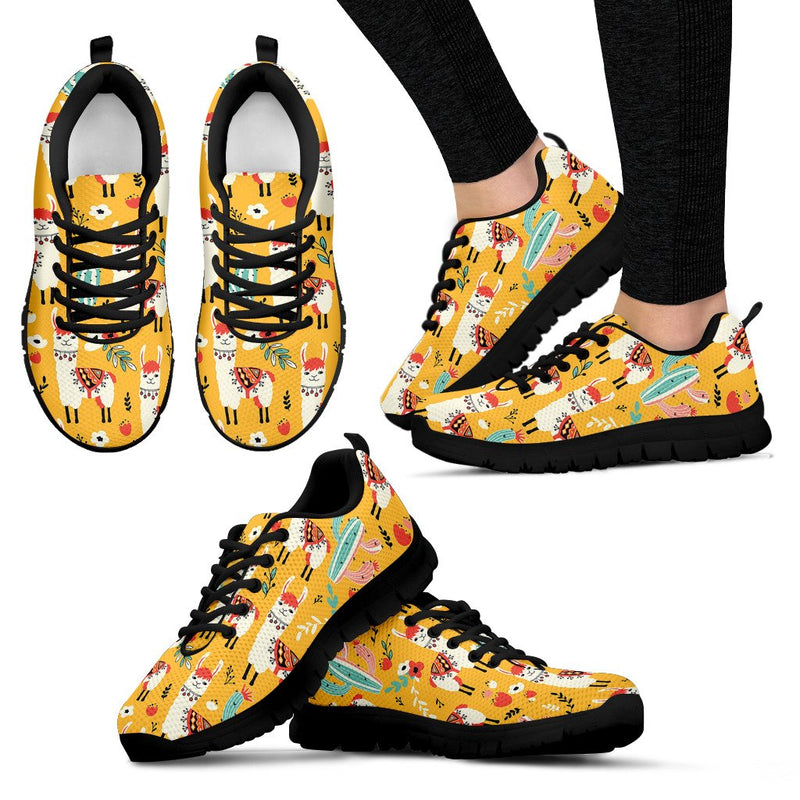 Llama Cute Themed Print Women Sneakers Shoes