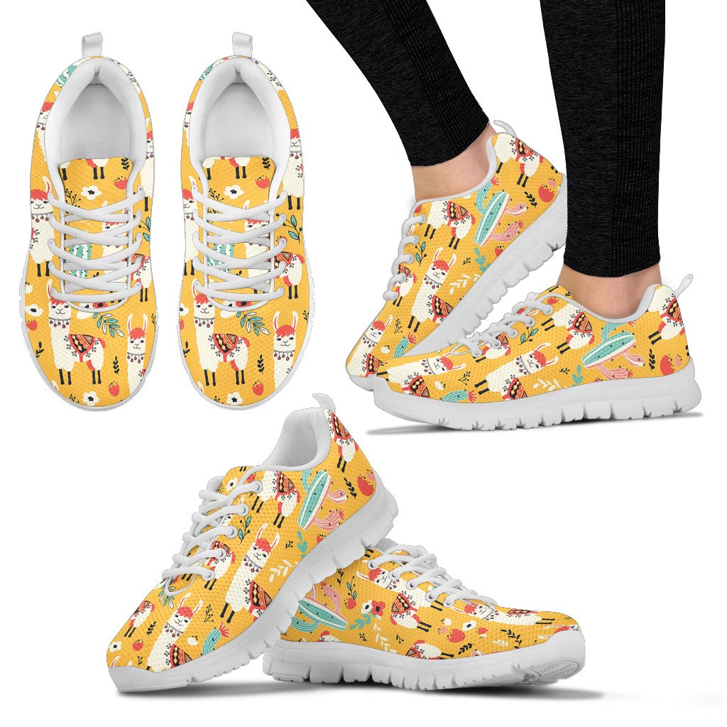 Llama Cute Themed Print Women Sneakers Shoes