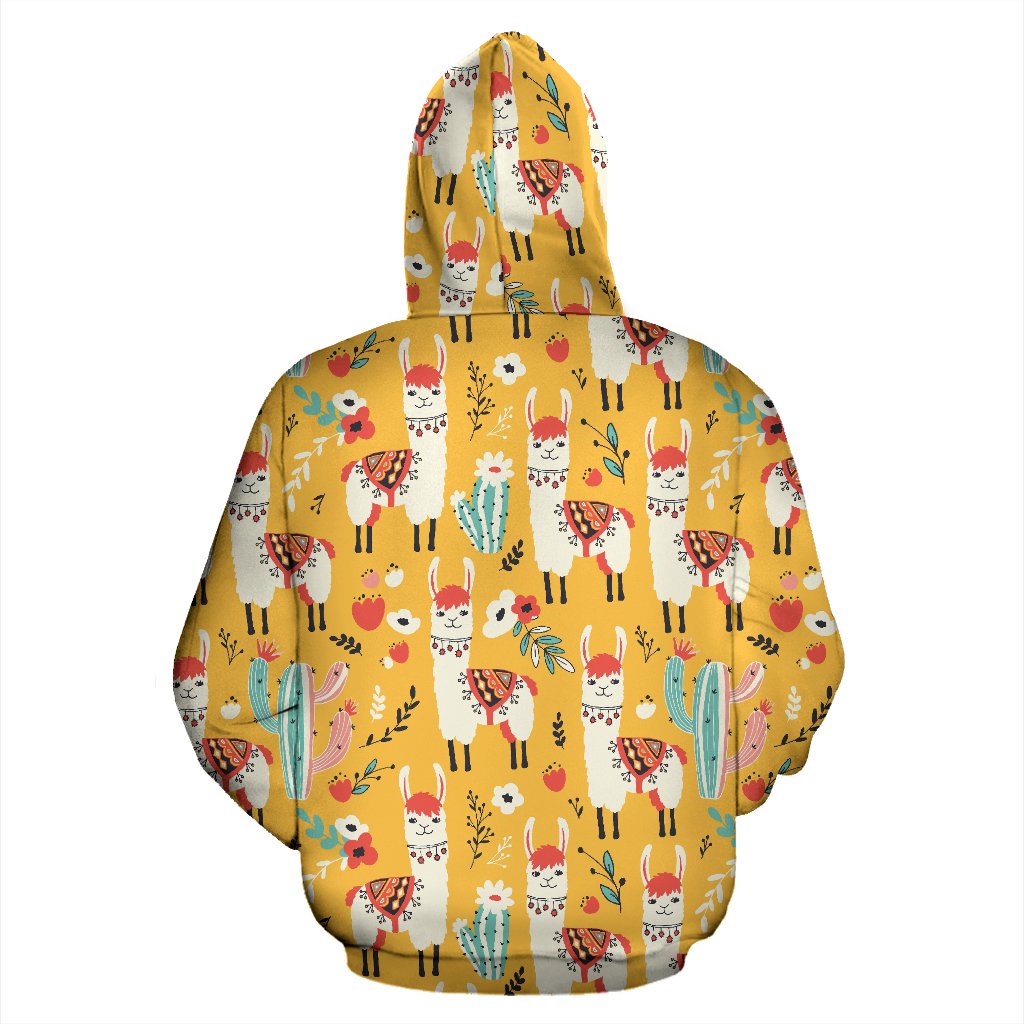 Llama Cute Themed Print Zip Up Hoodie