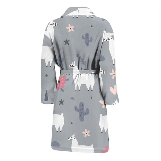 Llama Pattern Print Design 010 Men Bathrobe-JORJUNE.COM