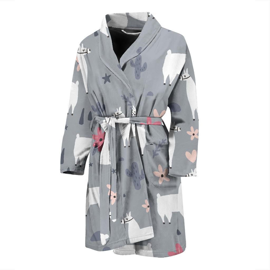 Llama Pattern Print Design 010 Men Bathrobe-JORJUNE.COM