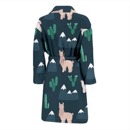 Llama Pattern Print Design 06 Men Bathrobe-JORJUNE.COM