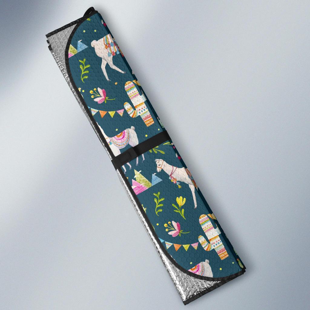 Llama with Cactus Design Print Car Sun Shade For Windshield
